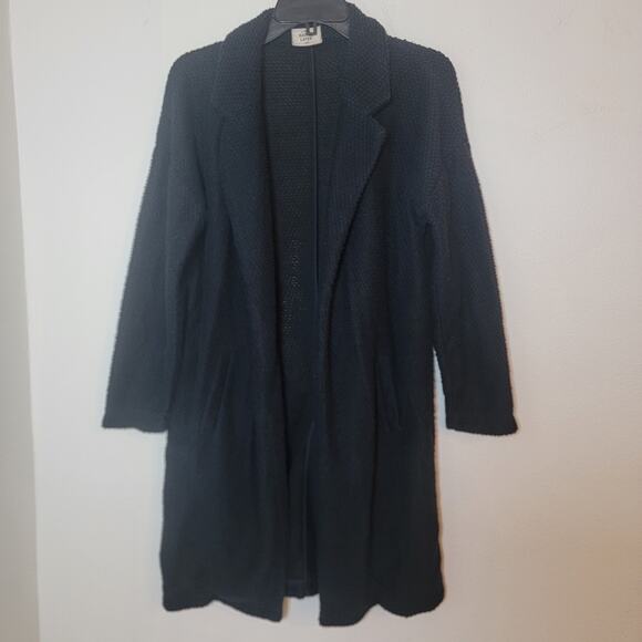 Marine Layer Knit Open Front Cardigan Sz Large Birdseye Textured Coat Longline - Picture 2 of 14